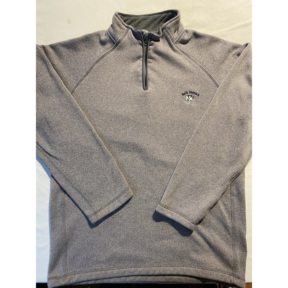 Big Dogs Vintage 90's 1/4 Zip Fleece Lines Pullover Men's Size L Gray Golf